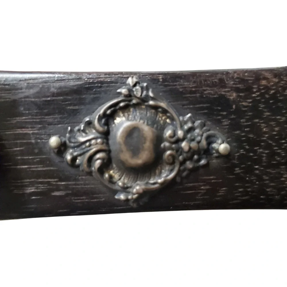 ANTIQUE Edwardian Victorian EBONY & Sterling Silver Inlay Clothes Brush